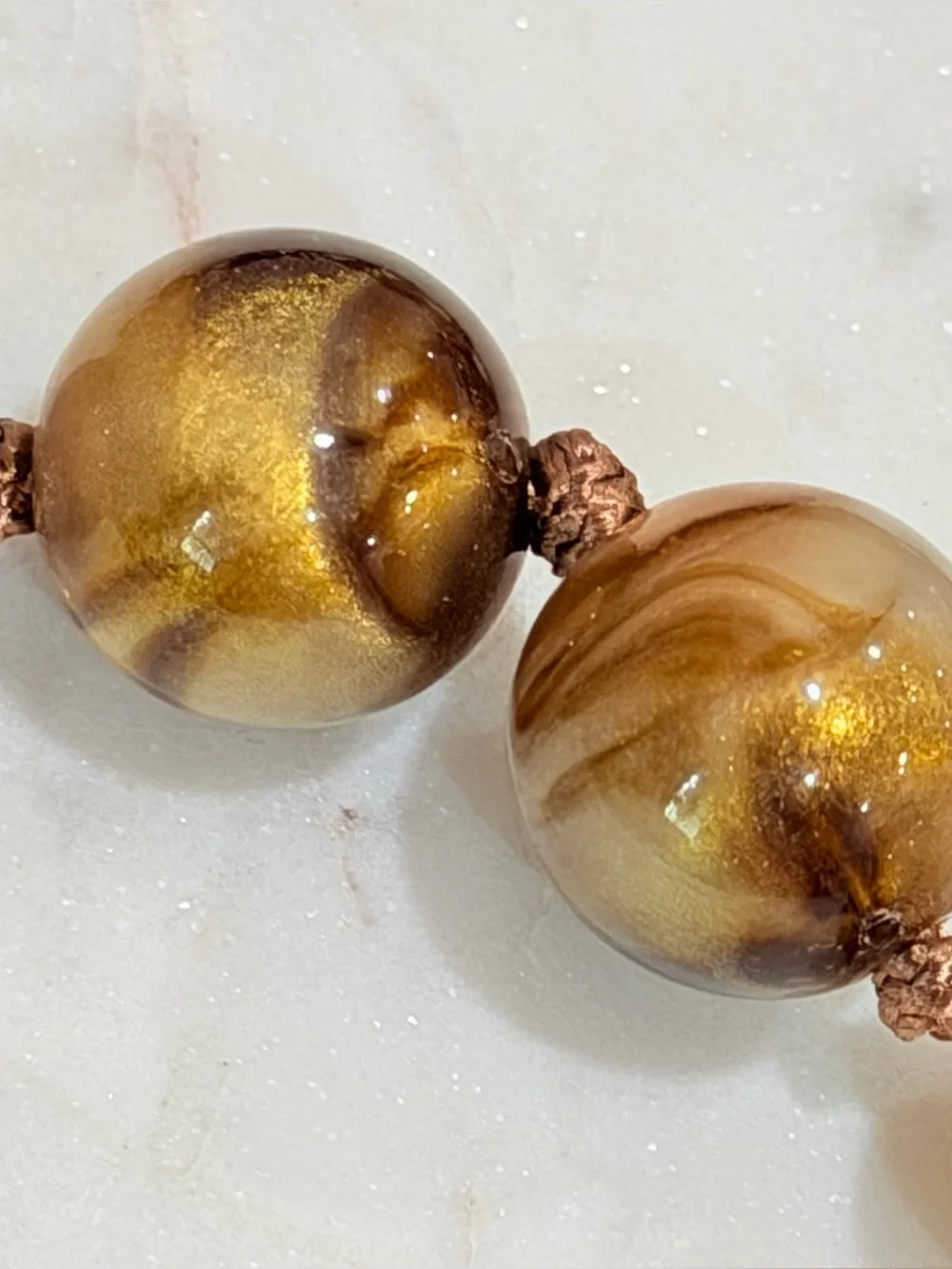 New Golden Brown Marbled Chunky Beaded Necklace